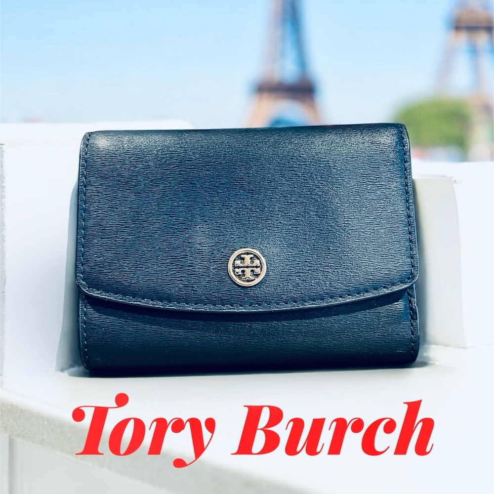 Tory Burch Dark Navy Blue and Red Women's Wallet - Picture 3 of 15